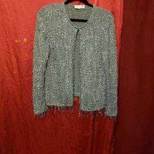 90'S DIKTONS SPAIN-FUNKY FRINGED 1-HOOK-CARDIGAN/ SM/EGPLC